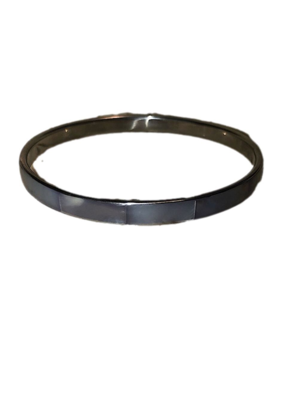 VTG Purple Abalone Inlay Silver Tone Metal Bangle EUC 8”